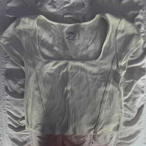 Cream Square Neck Women's Top